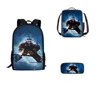 SEANATIVE Ensemble de 3 sacs à bandoulière pour enfants, adolescents, filles, garçons, sac à dos léger avec boîte à déjeuner et trousse à stylos, Hockey sur glace, Taille Unique