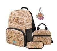 SEANATIVE Ensemble de 4 pièces avec sac à dos pour enfants avec sac à déjeuner, Imprimé Capybara, Sac à dos tyrolien