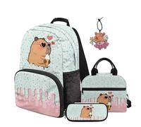 SEANATIVE Ensemble de 4 sacs à dos d'école pour enfants de 9 à 12 ans, Crème glacée Capybara, Sac à dos tyrolien
