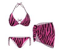 SEANATIVE Ensemble de bikini 3 pièces pour femme - Dos nu - Triangle - Bas à nouer sur le côté - Maillot de bain coquin avec jupe cache-maillot de bain - Sarong de plage - Jupe portefeuille