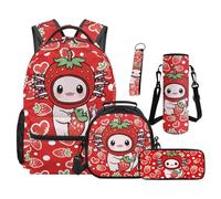 SEANATIVE Ensemble sac à dos 43,2 cm avec sac à déjeuner et trousse à crayons, Axolotl aux fraises, Sac à dos tyrolien