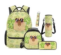 SEANATIVE Ensemble sac à dos 43,2 cm avec sac à déjeuner et trousse à crayons, Capybara vert, Sac à dos tyrolien