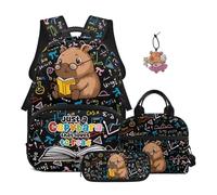SEANATIVE Ensemble sac à dos de 43,2 cm pour enfants de 9 à 12 ans avec boîte à déjeuner 4 pièces, Math Capybara, Sac à dos tyrolien