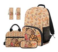 SEANATIVE Ensemble sac à dos et boîte à déjeuner mignons pour filles de 9 à 12 ans, Cartoon Basketball Capybara, Sac à dos tyrolien