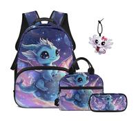 SEANATIVE Ensemble sac à dos pour filles mignon grande capacité 43,2 cm, Dragon Galaxie Bleu, Sac à dos tyrolien