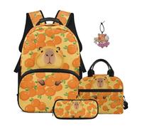 SEANATIVE Ensemble sac à dos pour filles mignon grande capacité 43,2 cm, Imprimé Capybara de dessin animé, Sac à dos tyrolien