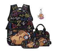 SEANATIVE Ensemble sac à dos pour filles mignon grande capacité 43,2 cm, Math Capybara, Sac à dos tyrolien
