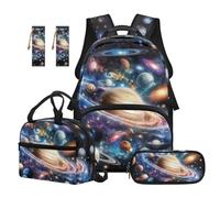 SEANATIVE Ensemble sac à dos pour garçons de 9 à 12 ans avec boîte à déjeuner, galaxy, Sac à dos tyrolien