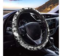 SEANATIVE Housse de protection pour volant en cuir avec design crâne blanc respirant et antidérapant pour la plupart des voitures, berlines, camions et fourgonnettes - Facile à installer