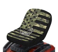 SEANATIVE Housse de siège de tondeuse à gazon équitable, universelle, étanche, avec sac de rangement en maille, motif camouflage militaire et drapeau américain, pour véhicules agricoles et industriels
