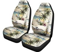 SEANATIVE Housse de siège de voiture unisexe avec motif cocotier de mer - Anti-raclage - Extensible - Compatible airbag - Housse de siège universelle