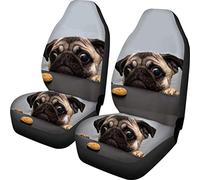 SEANATIVE Housse de siège pour animaux de compagnie 2 places Universelle Ensemble complet Housses de siège d'intérieur de voiture, Protège-sièges élastiques et confortables pour chiens de race Pug
