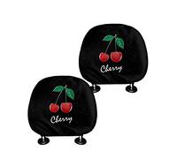 SEANATIVE Housse universelle pour appuie-tête de voiture - Motif de fruits et cerises - Noir - Compatible avec la plupart des véhicules