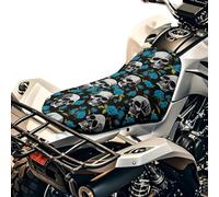 SEANATIVE Housses de siège à quatre roues en polyester imperméable avec motif tête de mort rouge et tête de mort pour moto - Coussin de protection respirant rembourré