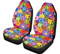 SEANATIVE Housses de siège avant de voiture avec imprimé marguerites colorées antidérapantes protecteur de siège de voiture lavable anti-rayures protecteur pour voitures, SUV, camions