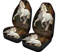 SEANATIVE Housses de siège de voiture à imprimé cheval blanc - Protection universelle pour siège - Coussin de siège protecteur doux et extensible - Housses de siège avant pour camion, SUV et voiture