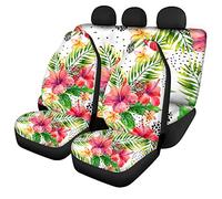 SEANATIVE Housses de siège de voiture avec design tropical floral aquarelle Housse de siège avant + couvre-banquette arrière Ensemble complet de 3 packs Accessoires de protection de siège (Motif