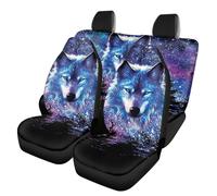 SEANATIVE Housses de siège de voiture Wolf Galaxy avant et arrière en polyester, protection anti-poussière universelle, s'adapte à la plupart des véhicules, décoration intérieure de voiture