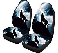 SEANATIVE Lot de 2 housses de siège de voiture pour homme - Motif loup noir