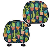 SEANATIVE Lot de 2 housses universelles pour appuie-tête de voiture avec motif cactus