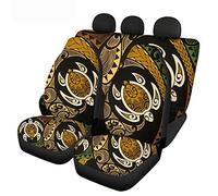 SEANATIVE Lot de 3 housses de siège de voiture avec motif tortue tribal polynésien traditionnel, ensemble d'accessoires intérieurs pour véhicule pour la protection et la décoration intérieure