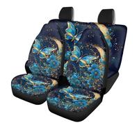 SEANATIVE Lot de 4 housses de siège de voiture universelles pour homme et femme - Motif papillon et fleur - Pour la plupart des voitures, camions, SUV, camionnettes