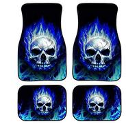 SEANATIVE Lot de 4 tapis de sol de voiture avec motif tête de mort - Universels - Protection intérieure - Compatibles avec la plupart des véhicules SUV et camions