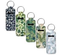 SEANATIVE Lot de 5 porte-clés à clipser pour rouge à lèvres et baume à lèvres, Feuille tropicale., Taille unique