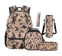 SEANATIVE Lot de 5 sacs à dos et boîte à déjeuner pour enfant Motif dessin animé, Canard de chasse camouflage, Sac à dos tyrolien