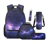 SEANATIVE Lot de 5 sacs à dos et boîte à déjeuner pour enfant Motif dessin animé, Imprimé galaxie, Sac à dos tyrolien