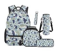 SEANATIVE Lot de 5 sacs à dos et boîte à déjeuner pour enfant Motif dessin animé, Pêche Camo Chasse, Sac à dos tyrolien