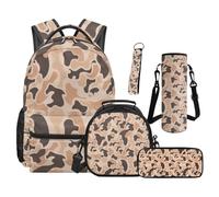 SEANATIVE Lot de 5 sacs à dos étanches avec sac à déjeuner et trousse à crayons, Imprimé branche de chasse camouflage, Sac à dos tyrolien