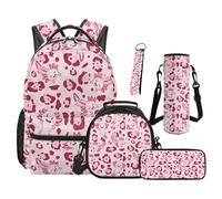 SEANATIVE Lot de 5 sacs à dos étanches avec sac à déjeuner et trousse à crayons, Imprimé léopard Axolotl, Sac à dos tyrolien
