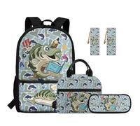 SEANATIVE Lot de 5 sacs à dos pour enfants avec sac à déjeuner, trousse à crayons, Camouflage Chasse Pêche, Sac à dos tyrolien