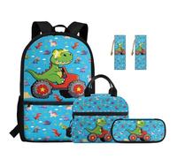 SEANATIVE Lot de 5 sacs à dos pour enfants avec sac à déjeuner, trousse à crayons, Dinosaure de dessin animé., Sac à dos tyrolien