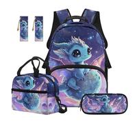 SEANATIVE Lot de 5 sacs à dos pour enfants de 9 à 12 ans, sac à dos imperméable avec sac à déjeuner isotherme, Dragon Planète Bleue, Sac à dos tyrolien