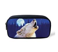 SEANATIVE Moon Wolf Trousse à crayons avec fermeture éclair durable