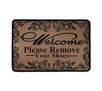 SEANATIVE Paillasson d'entrée avec inscription « Please remove your shoes » - Paillasson décoratif pour intérieur ou extérieur - Facile à nettoyer