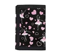 SEANATIVE Petit portefeuille pour pièces de monnaie pour femme et fille avec fenêtre pour carte d'identité, sac à main de voyage en plein air, Cœur danseuse de ballet, Taille unique