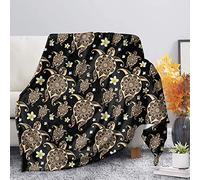 SEANATIVE Plaid en flanelle super doux et léger en microfibre pour salon, chambre à coucher, bureau, style hawaïen, mandala, tortue de mer, taille L