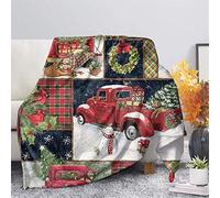 SEANATIVE Plaid rouge Buffalo à motif camion de Noël et labrador - Couverture super douce et chaude pour canapé - 3XL