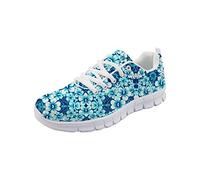 SEANATIVE Respirant Mesh Femmes Chaussures De Course Draft Sneaker Casual Filles Jogging Chaussures de Sport - Bleu - Bleu hibiscus, 38 EU