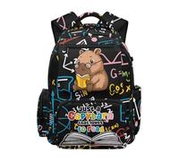 SEANATIVE Sac à dos de 43,2 cm pour enfants, cartable 600D pour l'école primaire, Cours de mathématiques Capybara, Sac à dos tyrolien