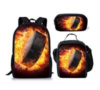 SEANATIVE Sac à dos imprimé ballon de sport avec sac à déjeuner et porte-stylo pour filles et garçons, Motif - 30