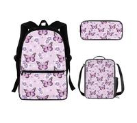 SEANATIVE Sac à dos léger avec sac à déjeuner et trousse à crayons pour adolescentes, filles et garçons, Papillon Floral
