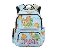 SEANATIVE Sac à dos personnalisé de 43,2 cm pour filles avec nom pour enfants de 9 à 12 ans, Tortue bleue Capybara, Sac à dos tyrolien