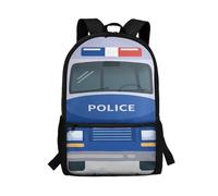SEANATIVE Sac à dos pour enfants - Grande capacité - Avec poche latérale - Pour étudiants, Voiture de police.