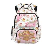 SEANATIVE Sac à dos pour filles avec plusieurs poches, Axolotl de dessin animé, Sac à dos tyrolien