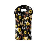 SEANATIVE Sac de vin isotherme pour bouteille de vin, sac fourre-tout portable pour fêtes, anniversaires, mariages, Coq tournesol, Organiseur de sac