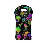 SEANATIVE Sac de vin isotherme pour bouteille de vin, sac fourre-tout portable pour fêtes, anniversaires, mariages, Champignon fluo, Organiseur de sac